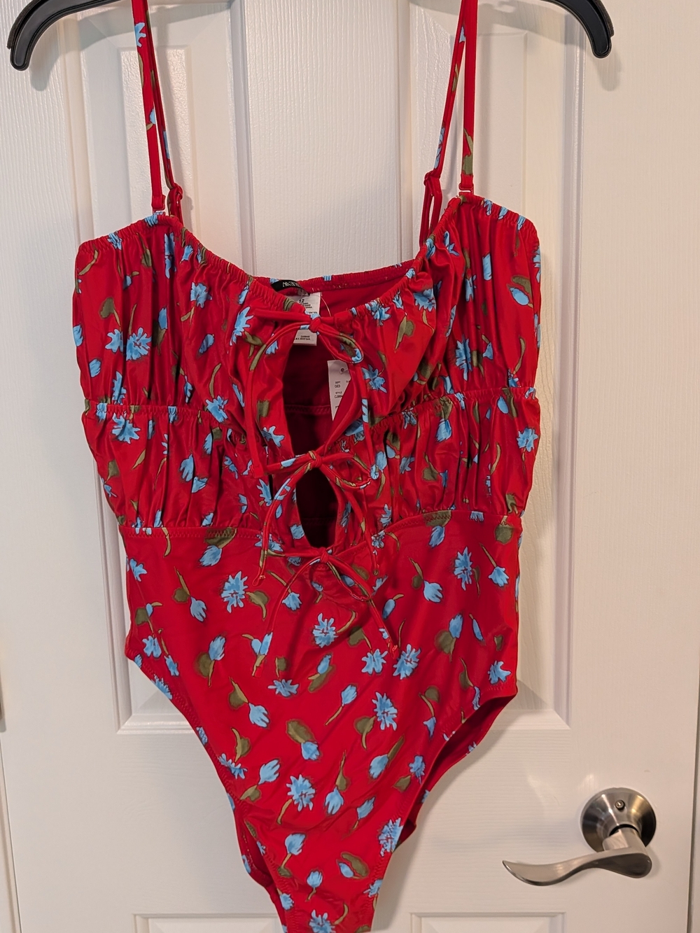 J. Crew Ruched cutout one-piece in brushed daisy print